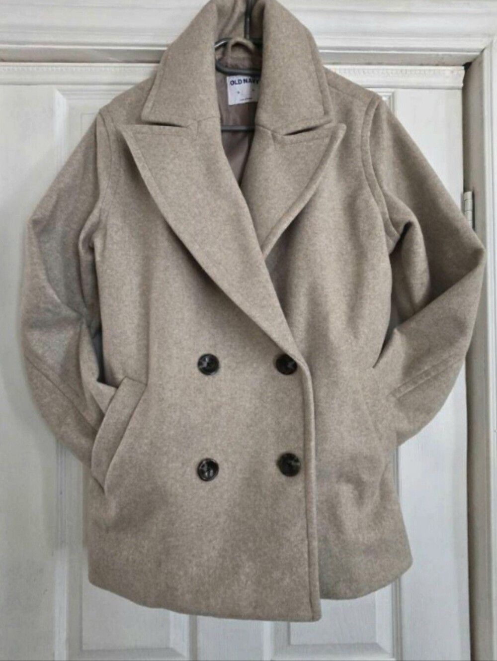 Old Navy Women's Double-Breasted Beige Peacoat